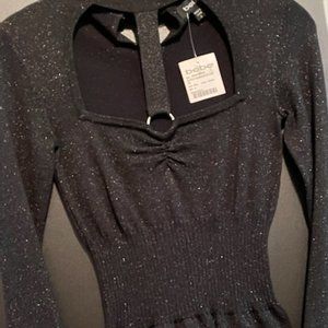 Bebe cutout glitzy black sweater NWT